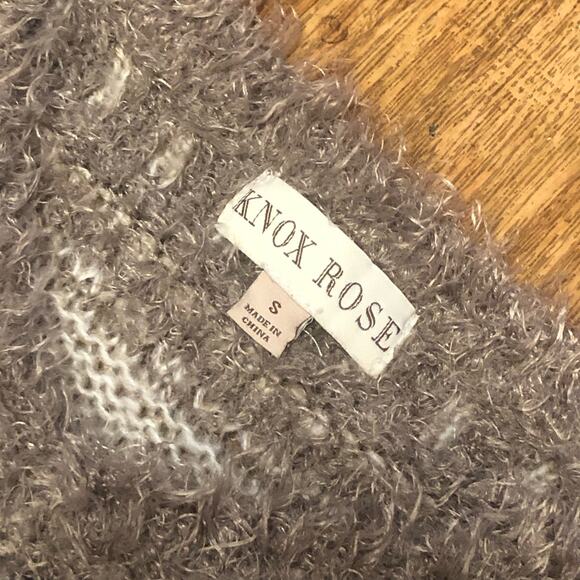 Knox Rose Beige Taupe Long Sleeve Fuzzy Fringe Pullover Sweater Size Small - Picture 10 of 10